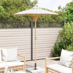Pelouses & Jardins-vidaXL Parasol de jardin Blanc crème Ø 270 x 260 cm Bambou Blanc cr&egrave;me