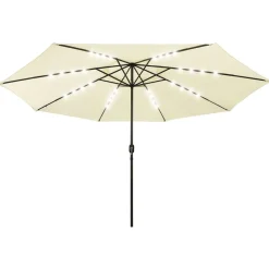 vidaXL Parasol de jardin avec lumières LED et mât en métal 400cm sable
