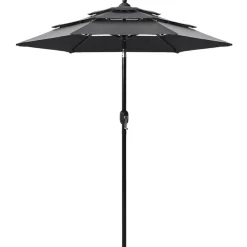 Pelouses & Jardins-vidaXL Parasol de jardin à 3 niveaux avec mât en aluminium Anthracite