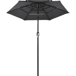 Pelouses & Jardins-vidaXL Parasol de jardin à 3 niveaux avec mât en aluminium Anthracite
