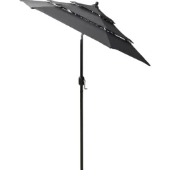 Pelouses & Jardins-vidaXL Parasol de jardin à 3 niveaux avec mât en aluminium Anthracite