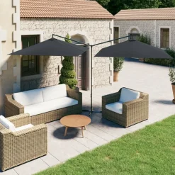 vidaXL Parasol de jardin double avec mât en acier 600x300cm