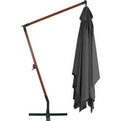 vidaXL Parasol de jardin en porte-à-faux avec mât en bois
