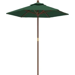 Pelouses & Jardins-vidaXL Parasol de jardin avec mât en bois 196x231 cm Vert
