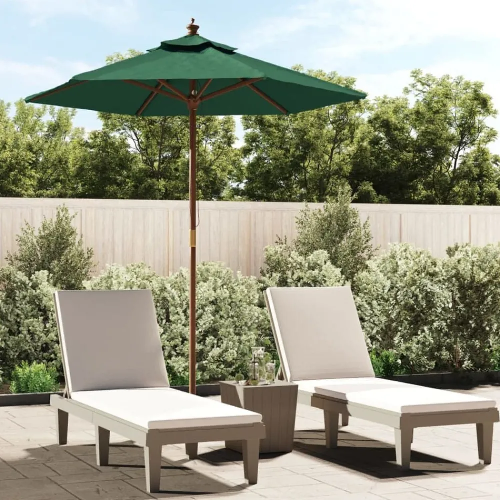 Pelouses & Jardins-vidaXL Parasol de jardin avec mât en bois 196x231 cm Vert