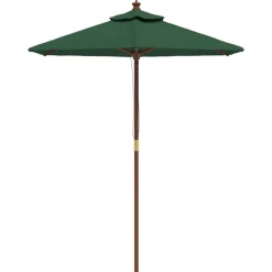 Pelouses & Jardins-vidaXL Parasol de jardin avec mât en bois 196x231 cm Vert