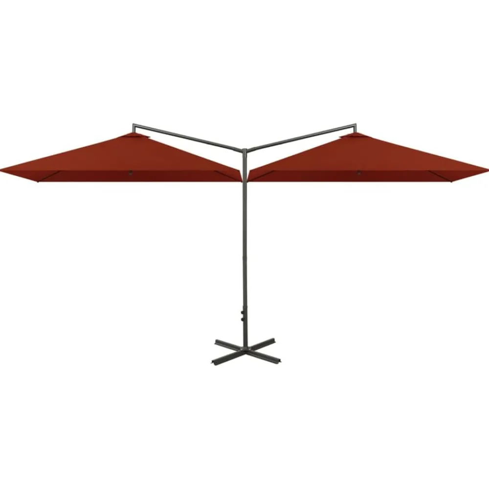 Pelouses & Jardins-vidaXL Parasol de jardin double et mât en acier terre cuite 600x300 cm Couleur terre cuite