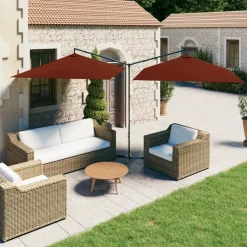 Pelouses & Jardins-vidaXL Parasol de jardin double et mât en acier terre cuite 600x300 cm Couleur terre cuite