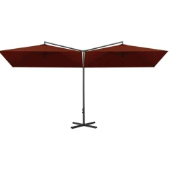 Pelouses & Jardins-vidaXL Parasol de jardin double et mât en acier terre cuite 600x300 cm Couleur terre cuite