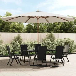 vidaXL Parasol de jardin avec mât en bois sable 400x273 cm