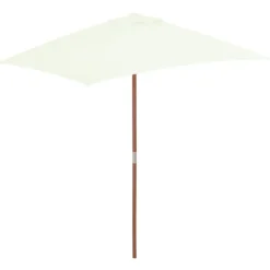 vidaXL Parasol d'extérieur avec mât en bois 150x200 cm Sable