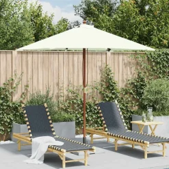 vidaXL Parasol d'extérieur avec mât en bois 150x200 cm Sable