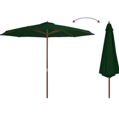 vidaXL Parasol d'extérieur avec mât en bois 350 cm