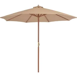 Pelouses & Jardins-vidaXL Parasol d'extérieur avec mât en bois 300 cm taupe Marron
