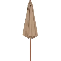 Pelouses & Jardins-vidaXL Parasol d'extérieur avec mât en bois 300 cm taupe Marron