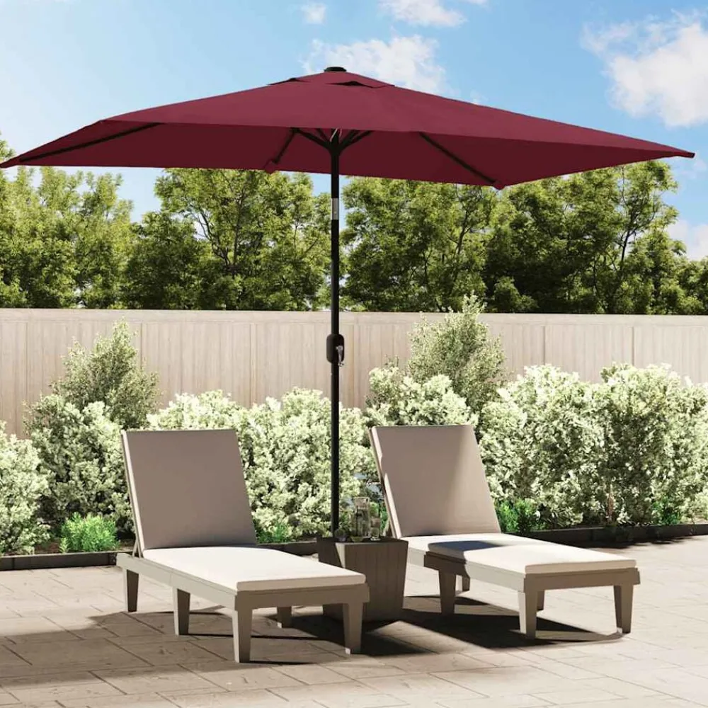 Pelouses & Jardins-vidaXL Parasol d'extérieur avec mât en métal 300x200 cm bordeaux Rouge