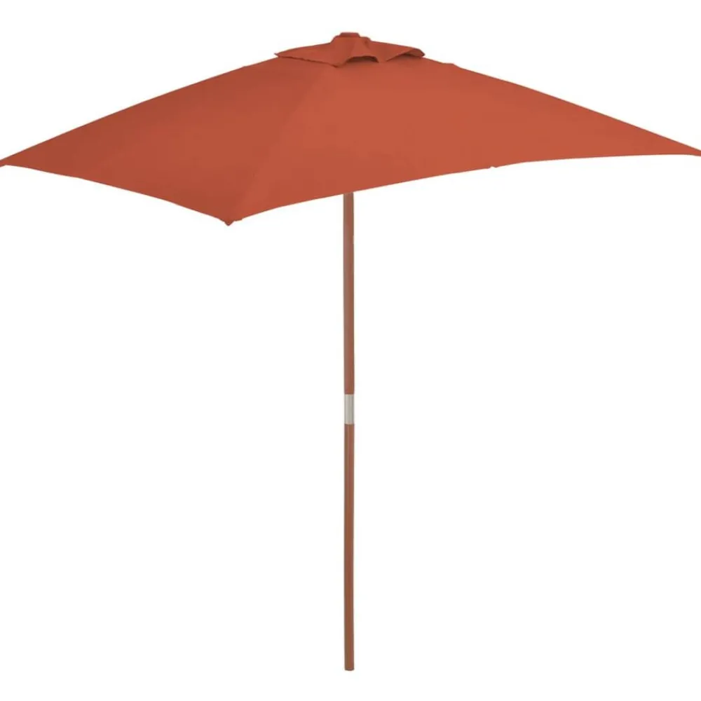 Pelouses & Jardins-vidaXL Parasol d'extérieur avec mât en bois 150x200 cm Terre cuite Couleur terre cuite