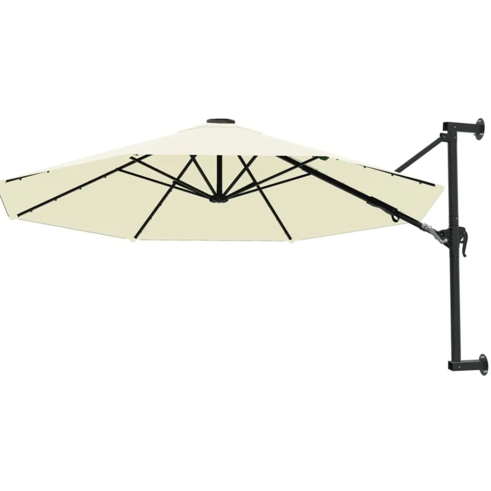Pelouses & Jardins-vidaXL Parasol mural avec mât métallique 300 cm Sable Couleur sable
