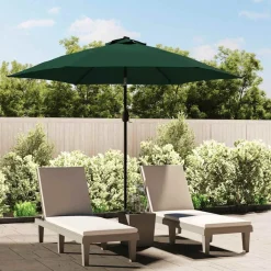 Pelouses & Jardins-vidaXL Parasol 3 m mât en acier Vert