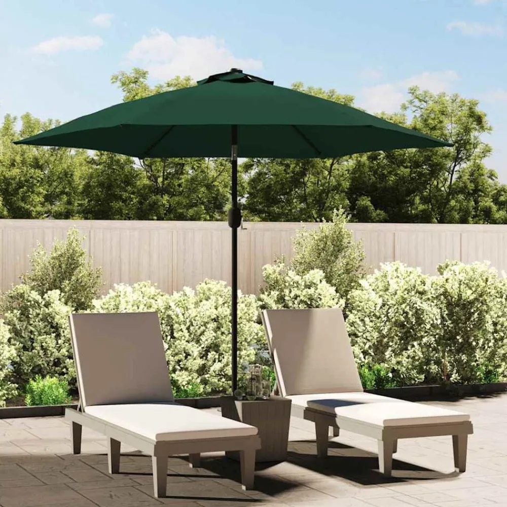 Pelouses & Jardins-vidaXL Parasol 3 m mât en acier Vert