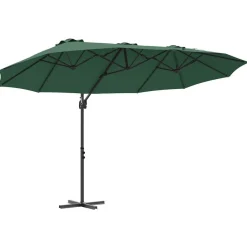 Pelouses & Jardins-vidaXL Parasol 372 x 198 x 243 cm Polyester et Aluminium Vert