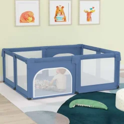 Jouets & Équipement D'Éveil Pour Bébés-vidaXL Parc pour bébé avec 2 portes Tissu Oxford Bleu clair