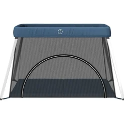 Jouets & Équipement D'Éveil Pour Bébés-vidaXL Parc pour bébé avec matelas marine Tissu de lin Bleu