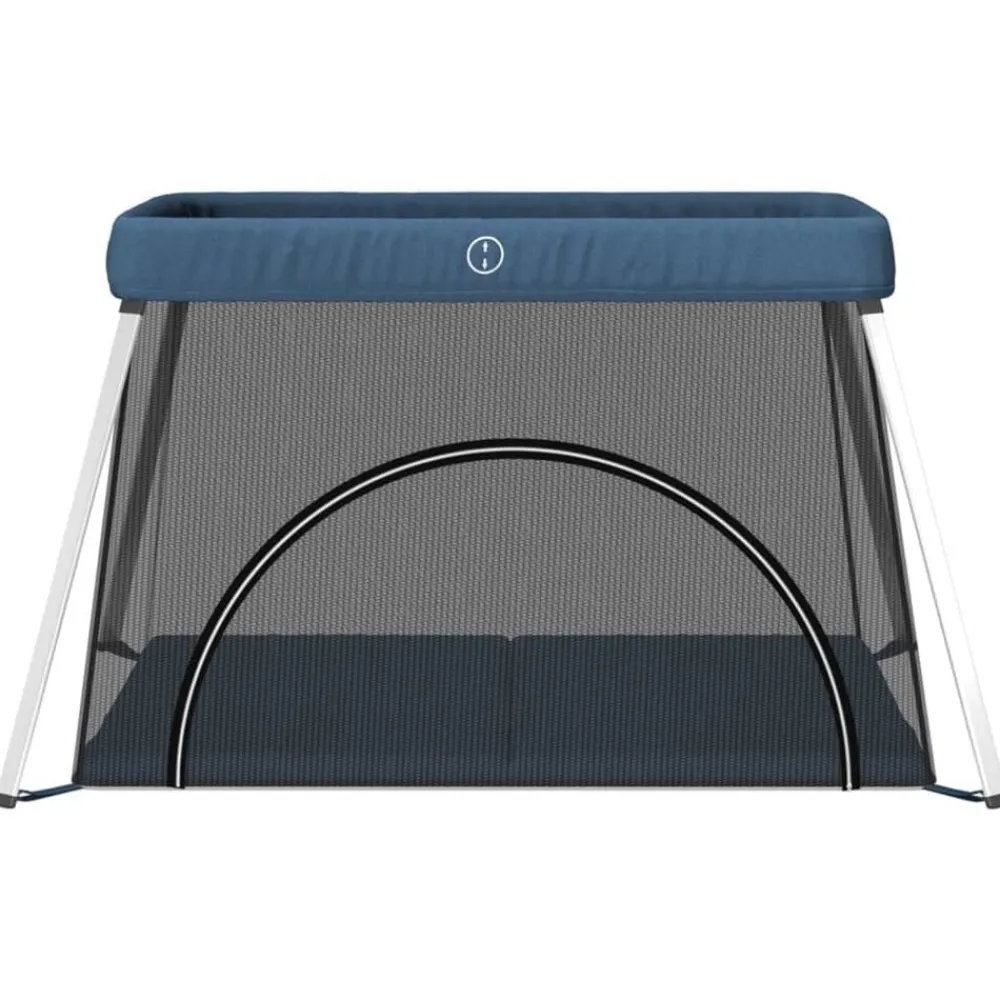 Jouets & Équipement D'Éveil Pour Bébés-vidaXL Parc pour bébé avec matelas marine Tissu de lin Bleu