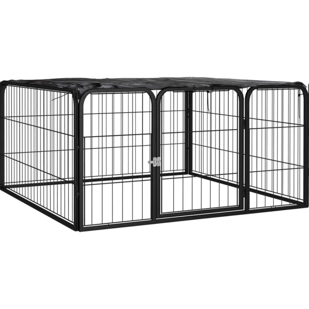 Articles Pour Animaux De Compagnie-vidaXL Parc pour chien 4 panneaux Noir 100x50cm Acier enduit de poudre