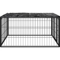 Articles Pour Animaux De Compagnie-vidaXL Parc pour chien 4 panneaux Noir 100x50cm Acier enduit de poudre