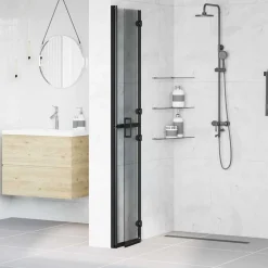 Plomberie-vidaXL Paroi de douche à l'italienne Noir 70 x 6,5 x 190 cm Cadre noir/verre sombre transparent