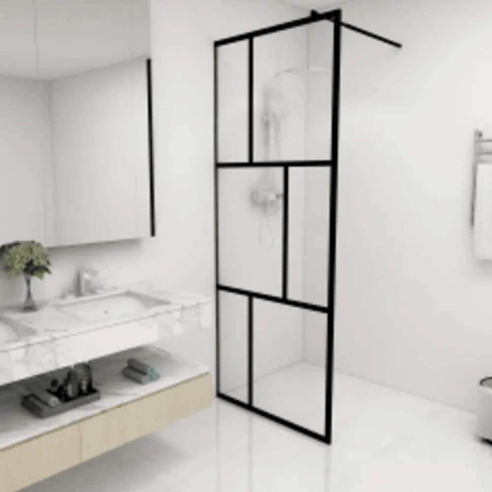 Plomberie-vidaXL Paroi de douche à l'italienne avec verre trempé 80x195 cm Noir