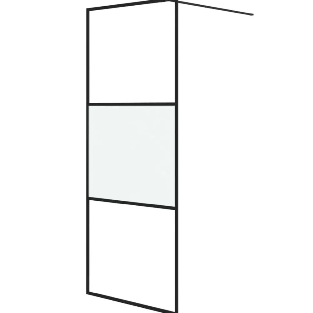 Plomberie-vidaXL Paroi de douche 80x195 cm Verre ESG demi-dépoli Noir
