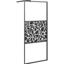 Plomberie-vidaXL Paroi de douche 80x195 cm Verre ESG avec design de pierre Noir