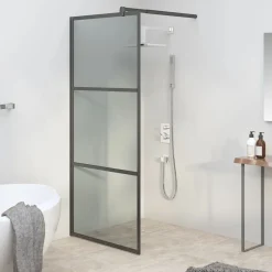 Plomberie-vidaXL Paroi de douche 80x195 cm Verre ESG foncé Noir