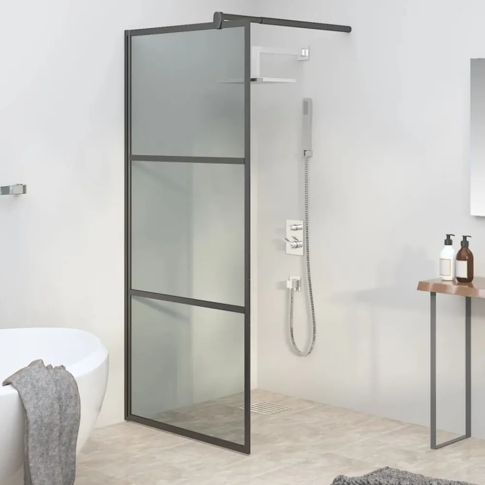 Plomberie-vidaXL Paroi de douche 80x195 cm Verre ESG foncé Noir