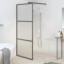 Plomberie-vidaXL Paroi de douche 80x195 cm Verre ESG dépoli Noir