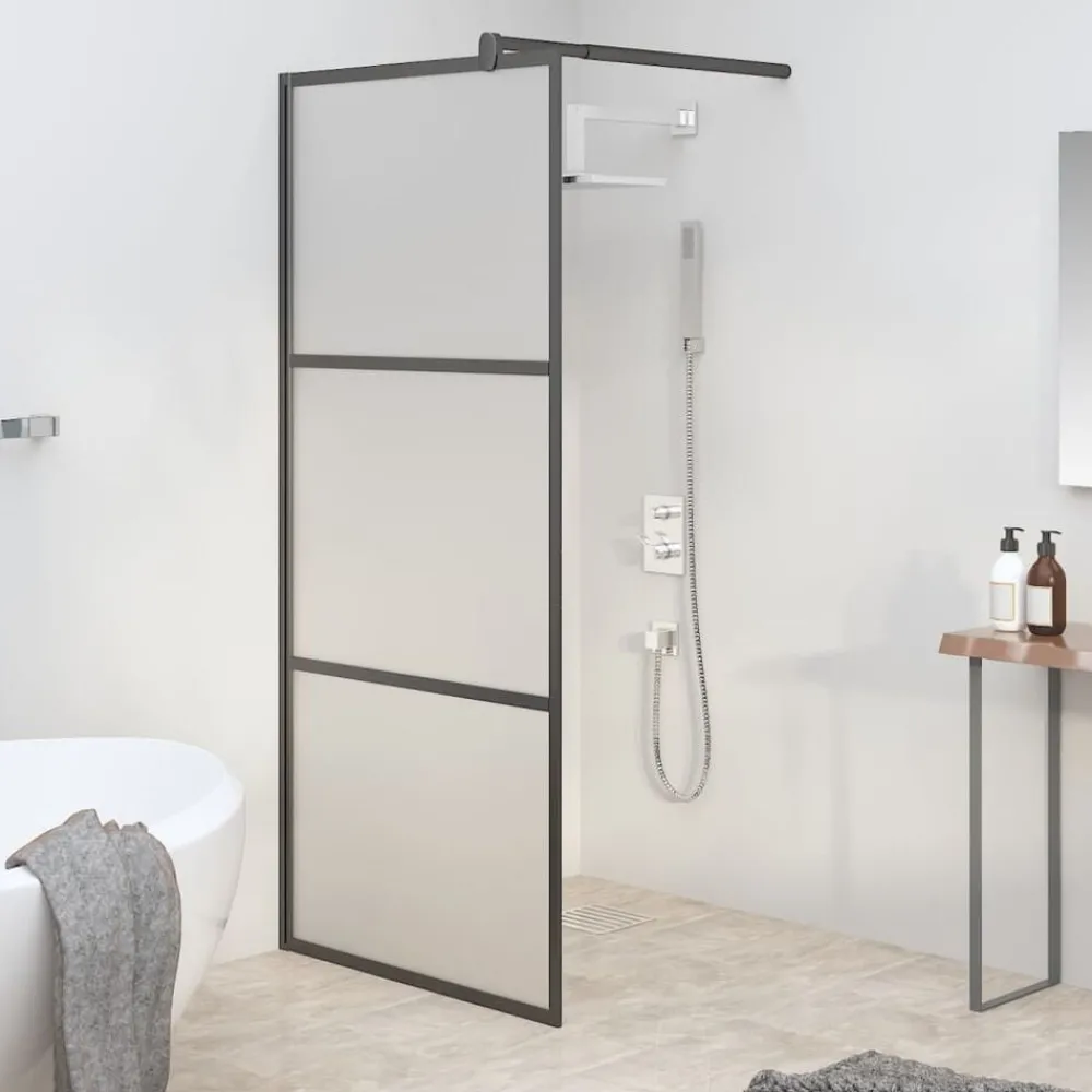 Plomberie-vidaXL Paroi de douche 80x195 cm Verre ESG dépoli Noir