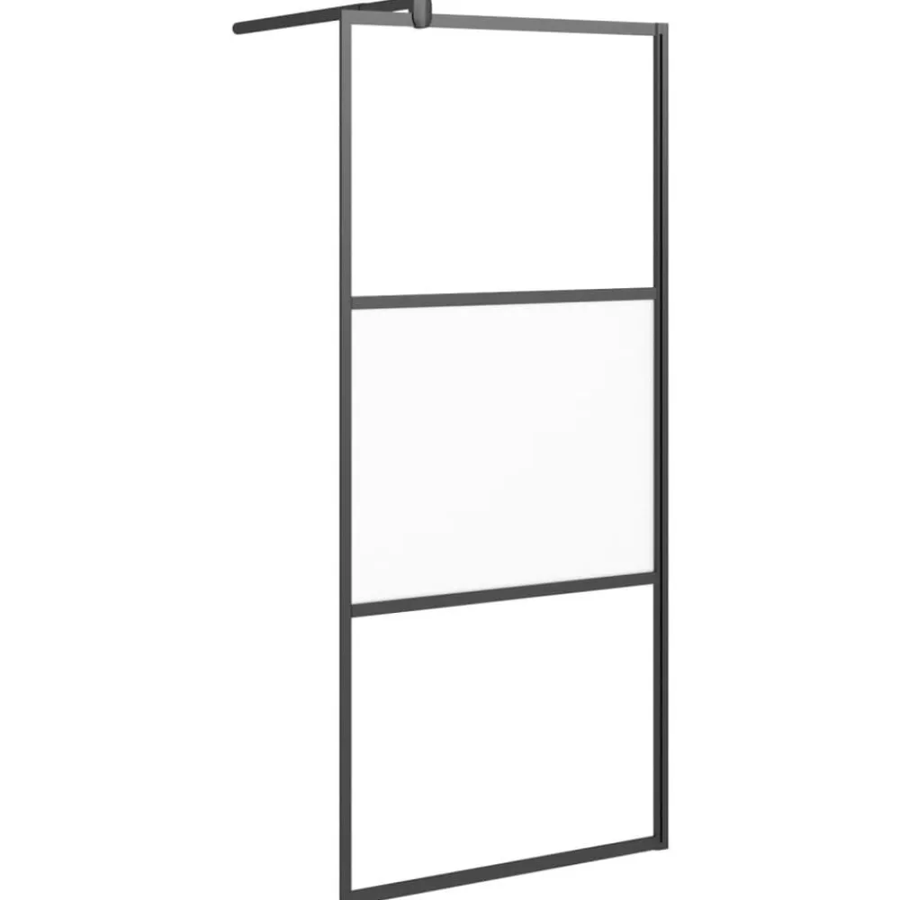 Plomberie-vidaXL Paroi de douche 80x195 cm Verre ESG demi-dépoli Noir