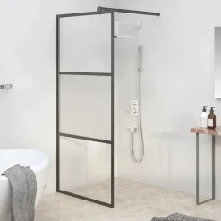 Plomberie-vidaXL Paroi de douche 80x195 cm Verre ESG demi-dépoli Noir