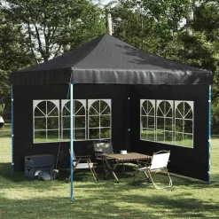 Pelouses & Jardins-vidaXL Paroi de tente de réception 2 pcs avec fenêtre PE Anthracite