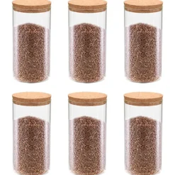 Arts De La Table & Arts Culinaires-vidaXL 6pcs Pots de conservation en verre et couvercle en liège 1400ml