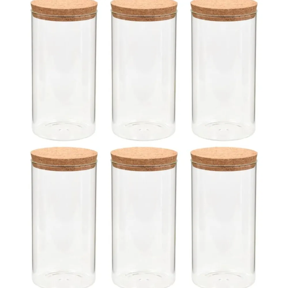 Arts De La Table & Arts Culinaires-vidaXL 6pcs Pots de conservation en verre et couvercle en liège 1100ml
