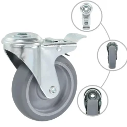 Manutention De Matériaux-vidaXL 4pcs Roulettes pivotantes à trou de boulon à double frein 100mm