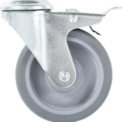 Manutention De Matériaux-vidaXL 4pcs Roulettes pivotantes à trou de boulon à double frein 100mm