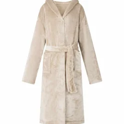 Vêtements & Accessoires-vidaXL Peignoir avec capuche s Flanelle Beige
