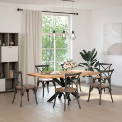 Accessoires Pour Tables-vidaXL Pied de table à manger en forme d'araignée, , 120 x 68 x (72-73) cm, acier Noir