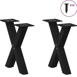 Accessoires Pour Tables-vidaXL Pieds de table basse en forme de X, 2 pièces, , 30 x (30-31) cm, acier Noir