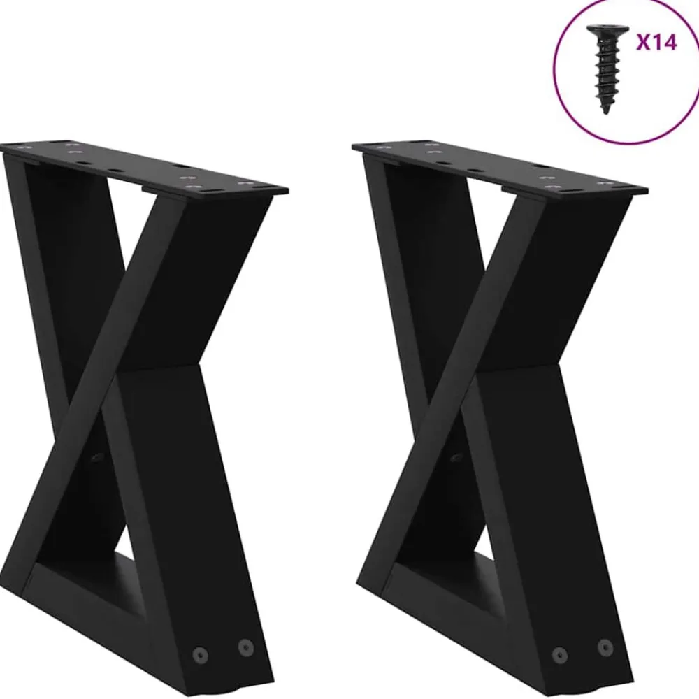 Accessoires Pour Tables-vidaXL Pieds de table basse 2 pièces 30 x (30-31,3) cm Acier Noir