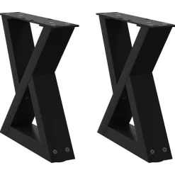 Accessoires Pour Tables-vidaXL Pieds de table basse 2 pièces 30 x (30-31,3) cm Acier Noir